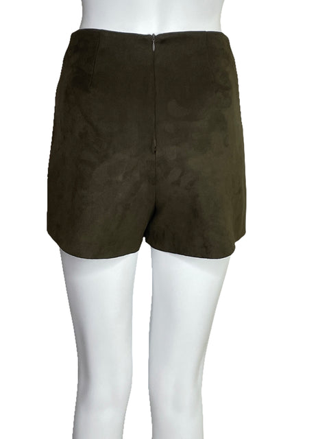 Falda Short Zara Zipper Verde-Talla XS