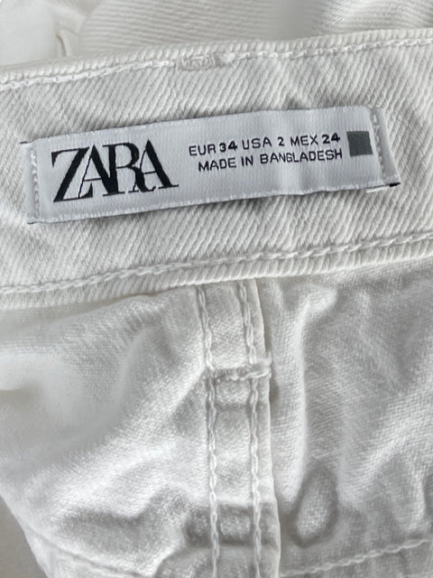 Short Zara Bolsillos Blanco-Talla 2