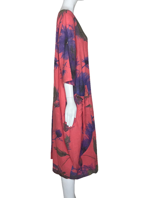 Vestido Cristina Vergani Bolsillo Estampado Rosado-Talla L