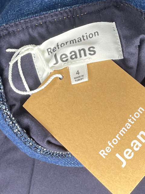 Vestido Reformation Jeans Filis Denim Mini Azul-Talla 4