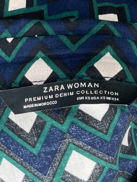 Vestido Zara Camisero Mini Azul-Talla XS