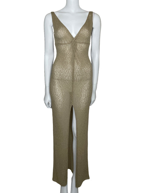 Vestido Flook Sin Mangas Maxi Beige-Talla XS