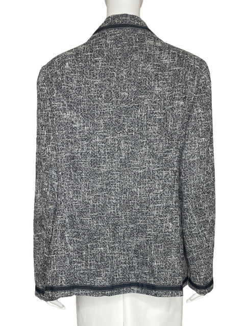 Blazer Escada Tweed Lineas Negro - Talla 46
