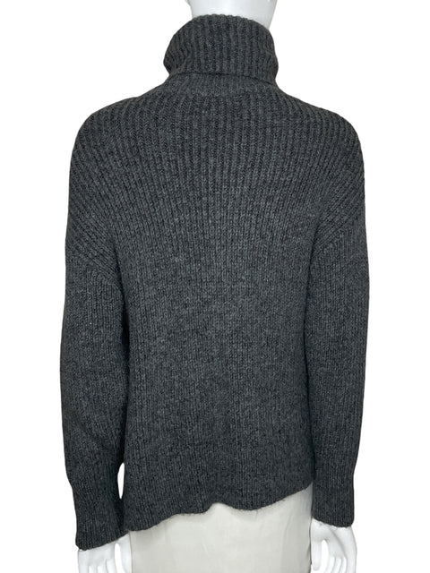 Sueter Zara Manga Larga Cuello Alto Gris-Talla S