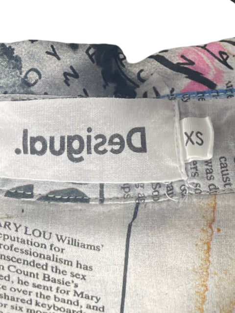 Camisa Desigual Newspaper Blanco-Talla XS