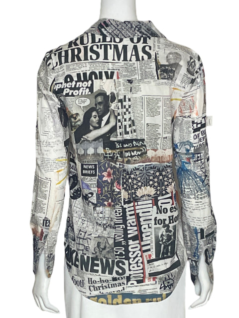 Camisa Desigual Newspaper Blanco-Talla XS