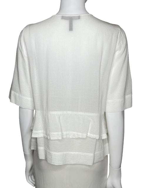 Blusa BCBG Vuelos Manga Corta Blanco-Talla M