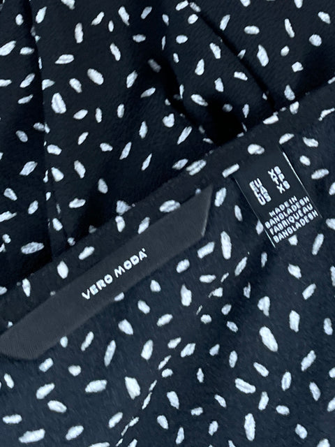Vestido Vero Moda Estampado Manga Corta Negro-Talla XS