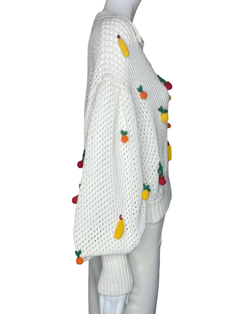 Sueter Farm Rio Crochet Frutas Blanco-Talla XS