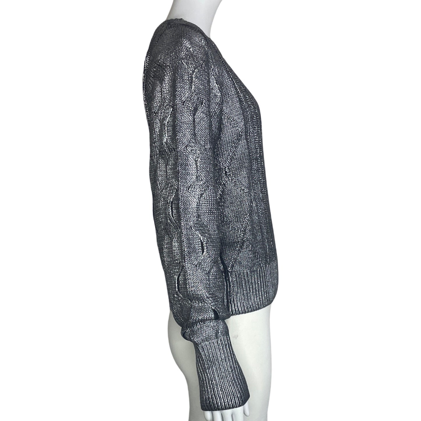 Abrigo Desigual Mangas Largas Brillante Plateado - Talla L