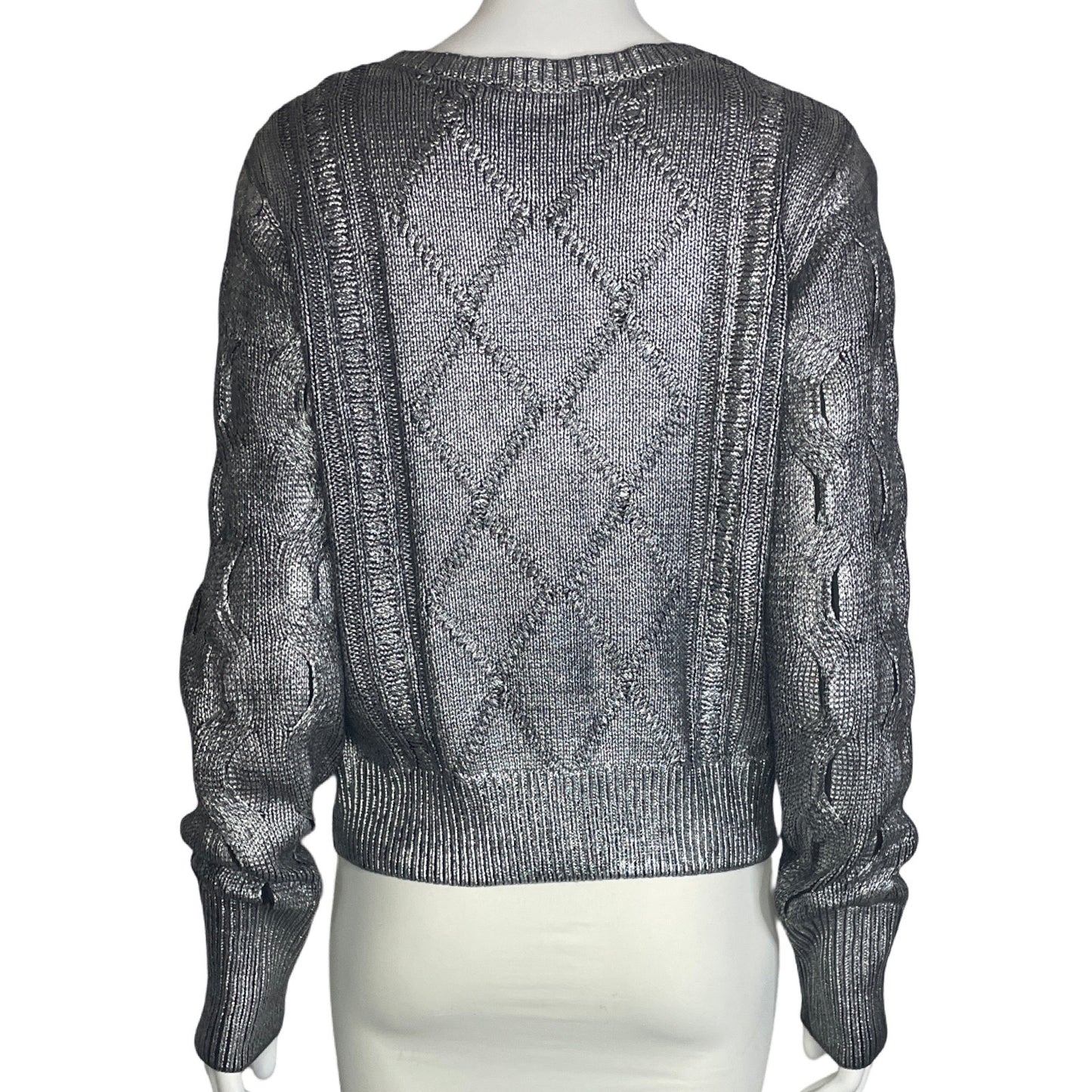 Abrigo Desigual Mangas Largas Brillante Plateado - Talla L