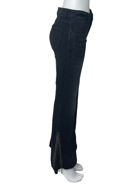 Pantalón Risen Jeans Wide Leg Pedreria Negro-Talla 5