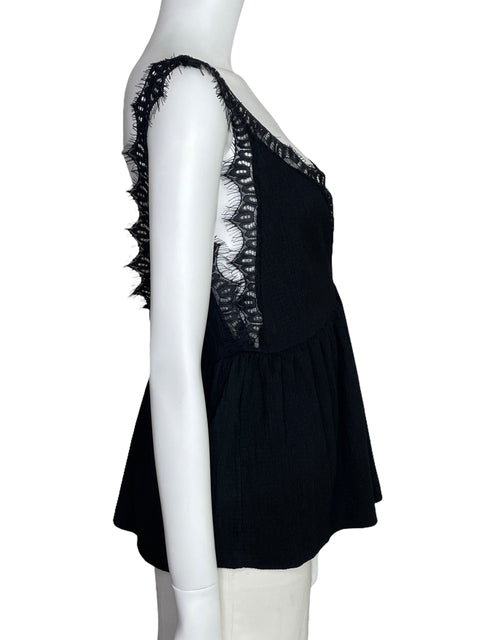 Blusa Urban Outfitters Encaje Sin Mangas Negro-Talla S