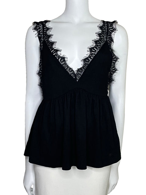 Blusa Urban Outfitters Encaje Sin Mangas Negro-Talla S