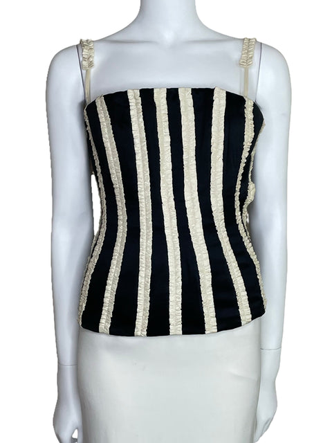 Top Adolfo Dominguez Corset Sin Mangas Negro-Talla 36