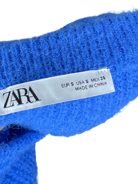 Sweater Zara Acanalado Azul - Talla S