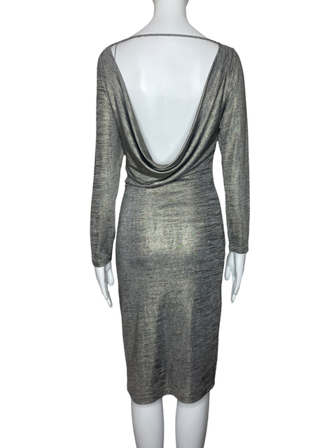 Vestido Studio F Espalda Descubierta Plateado-Talla 8