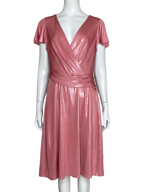 Vestido Ralph Lauren Vuelos Metalizado Rosado-Talla 8