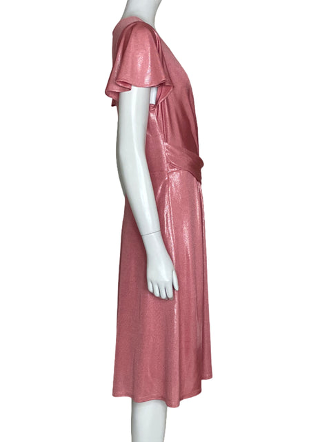 Vestido Ralph Lauren Vuelos Metalizado Rosado-Talla 8