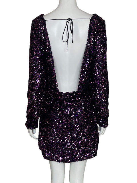 Vestido Zara Lentejuelas Morado-Talla L