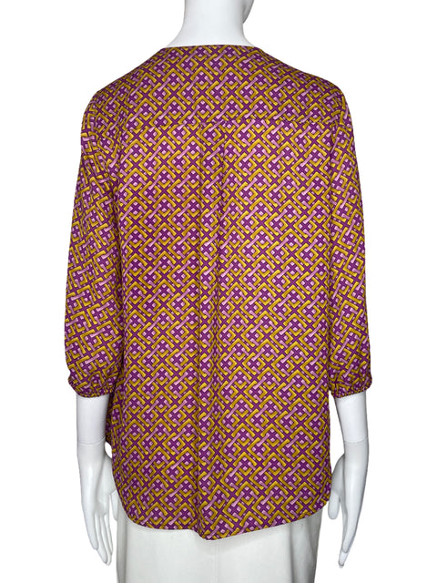 Blusa Pleione Cuello V Estampado Morado-Talla S