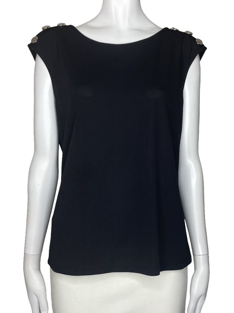 Blusa Calvin Klein Botones Sin Mangas Negro-Talla S