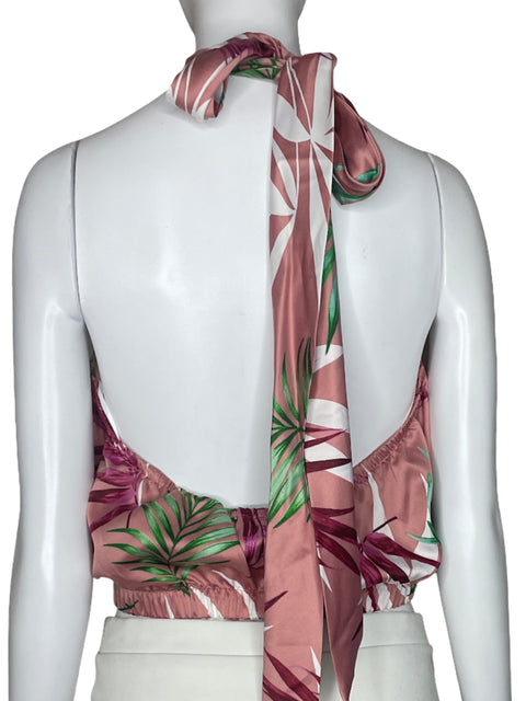 Top Camila Casual Estampado Hojas Rosado-Talla 4