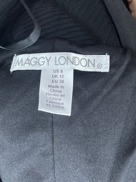 Vestido Maggy London Transparencia Negro-Talla 8