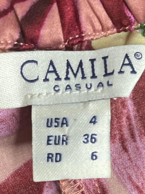 Top Camila Casual Estampado Hojas Rosado-Talla 4