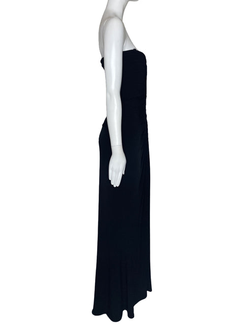 Vestido Tadashi Shoji Strapless Drapeado Negro-Talla M