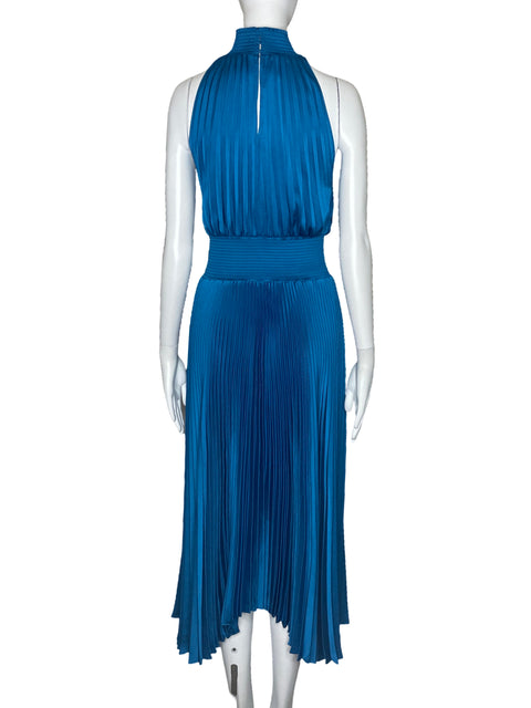 Vestido A.L.C Halter Plizado Azul-Talla 6