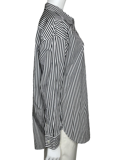Camisa Ralph Lauren Rayas Manga Larga Blanco-Talla XL