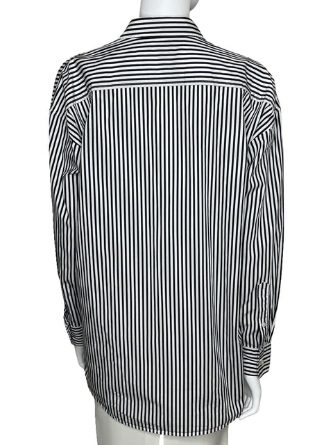 Camisa Ralph Lauren Rayas Manga Larga Blanco-Talla XL