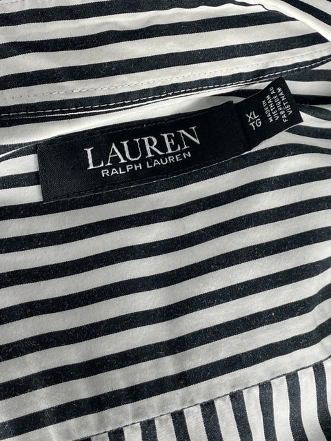 Camisa Ralph Lauren Rayas Manga Larga Blanco-Talla XL