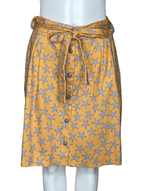 Falda Dolores Promesas Botones Cinturon Naranja-Talla 10