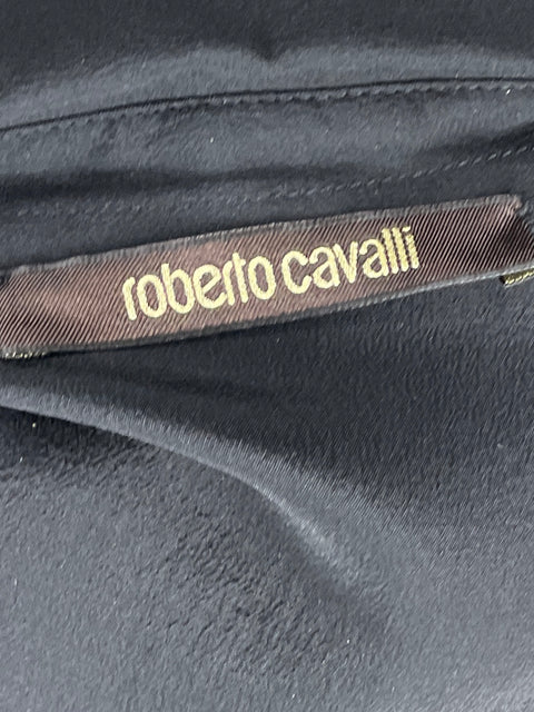Camisa Roberto Cavalli Plisada Manga Larga Negro-Talla 42