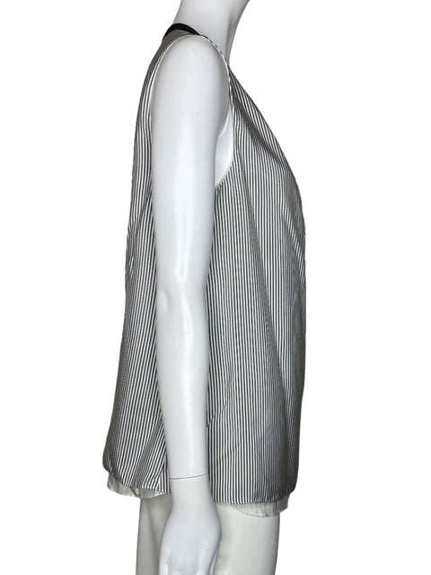 Blusa Brunello Cucinelli Rayas Bolsillo Blanco-Talla M