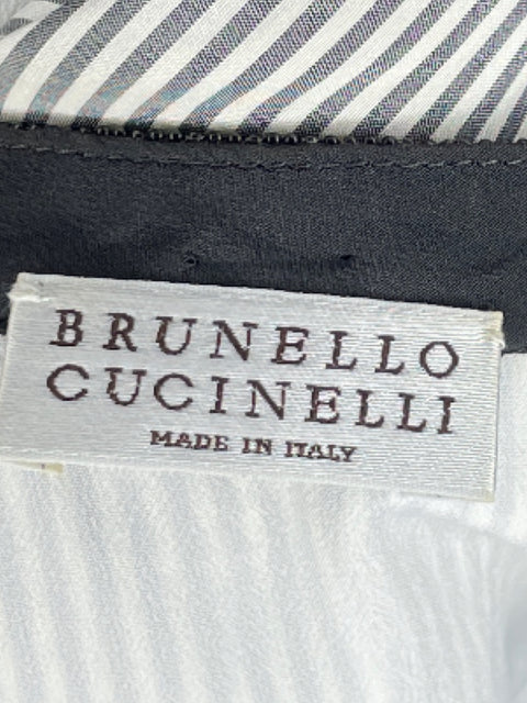 Blusa Brunello Cucinelli Rayas Bolsillo Blanco-Talla M