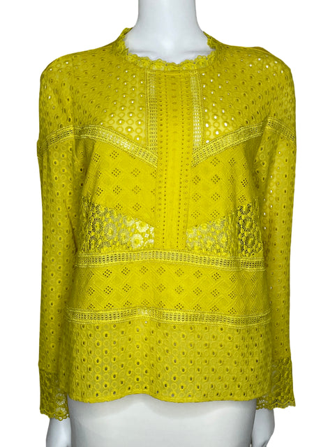 Blusa James Coviello Encaje Manga Larga Amarillo-Talla XL