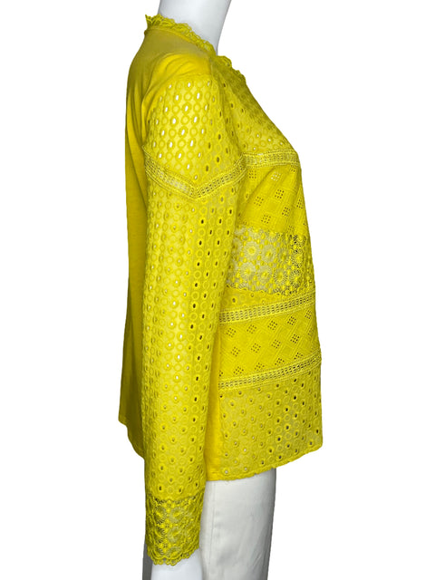 Blusa James Coviello Encaje Manga Larga Amarillo-Talla XL