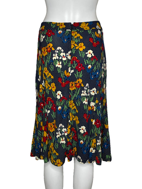 Falda Tory Burch Fluida Floral Azul-Talla XL