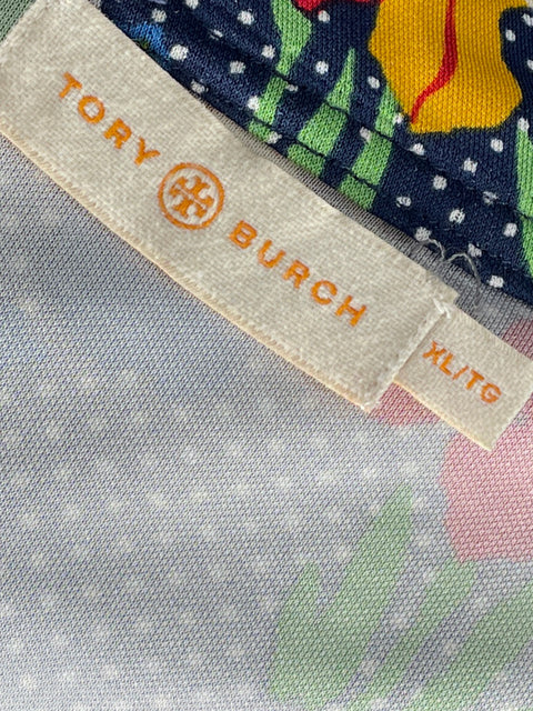 Falda Tory Burch Fluida Floral Azul-Talla XL