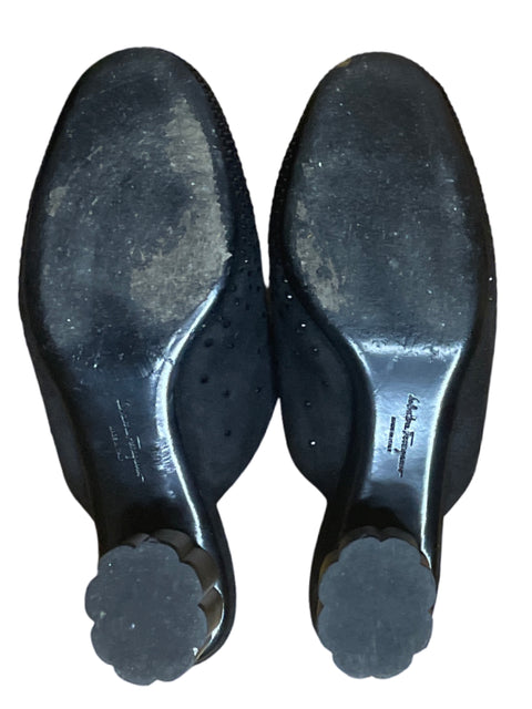 Calzado Salvatore Farragamo Mules Pedreria Negro-Talla 35