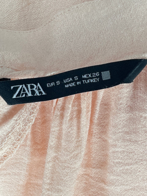 Blusa Zara Cuello Alto Piedras Beige-Talla S