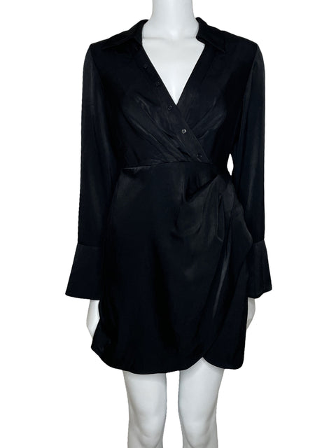 Vestido Adrianna Papell Mini Satinado Negro-Talla 2