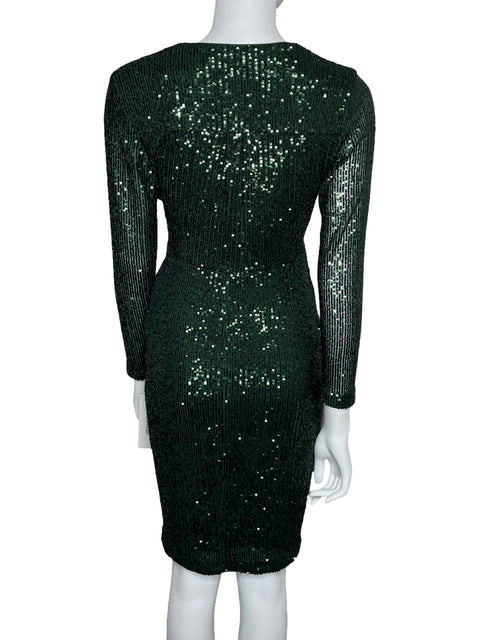 Vestido Calvin Klein Lentejuelas Midi Verde-Talla 2