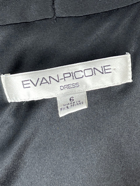 Vestido Evan-Picone Puntos Drapeado Negro-Talla 6
