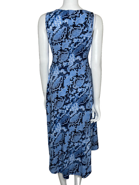 Vestido London Times Midi Drapeado Azul-Talla 4