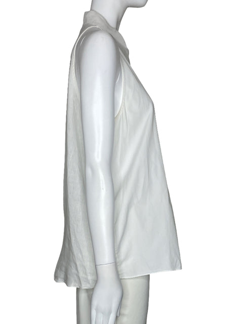 Blusa Massimo Dutti Halter Botones Blanco-Talla 10
