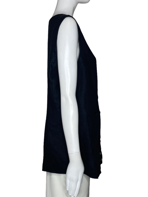 Chaleco Aaron & Amber Botones Bolsillo Negro-Talla L